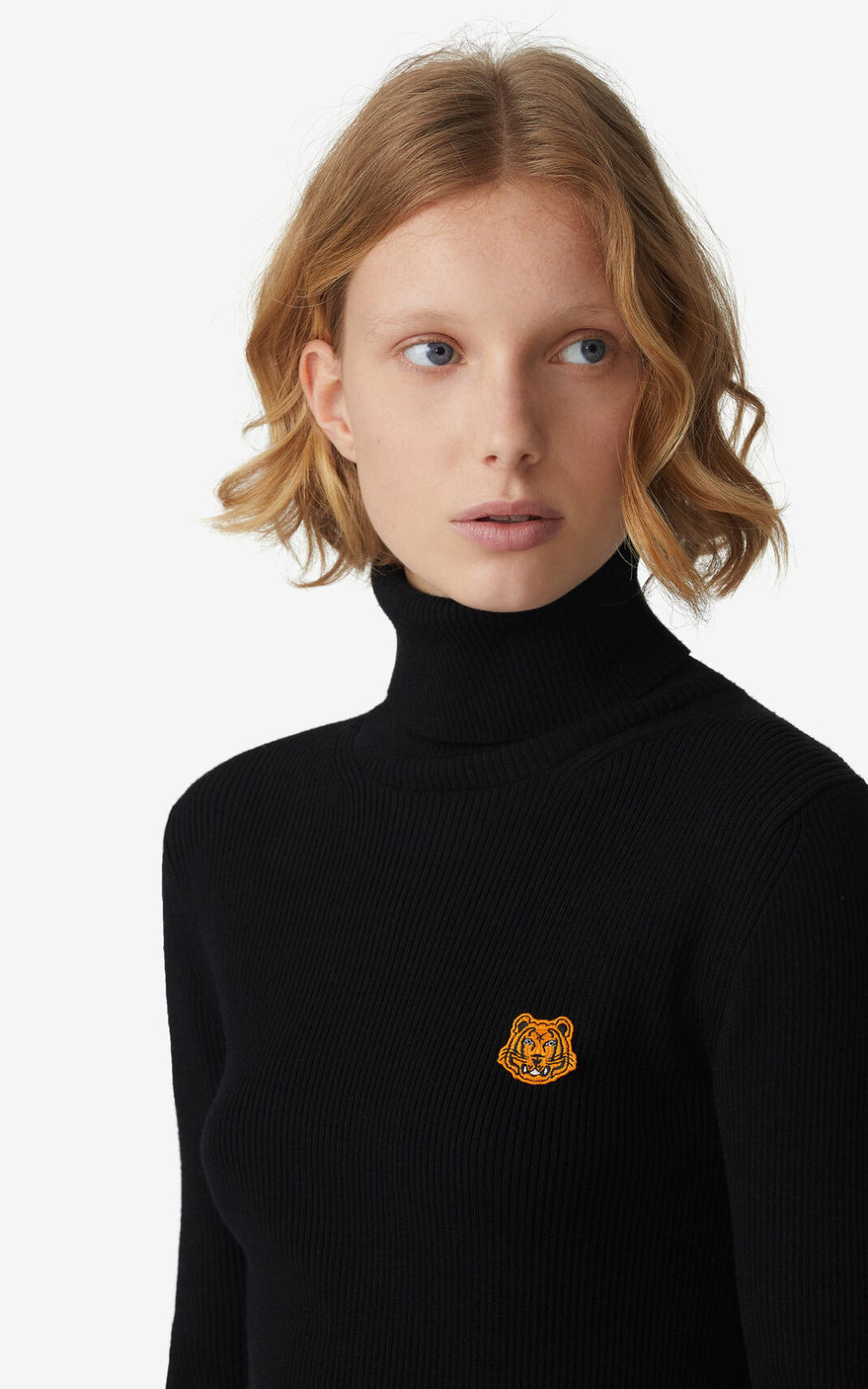 Kenzo Tiger Crest roll neck Striktrøje Dame - Sort DK-083962